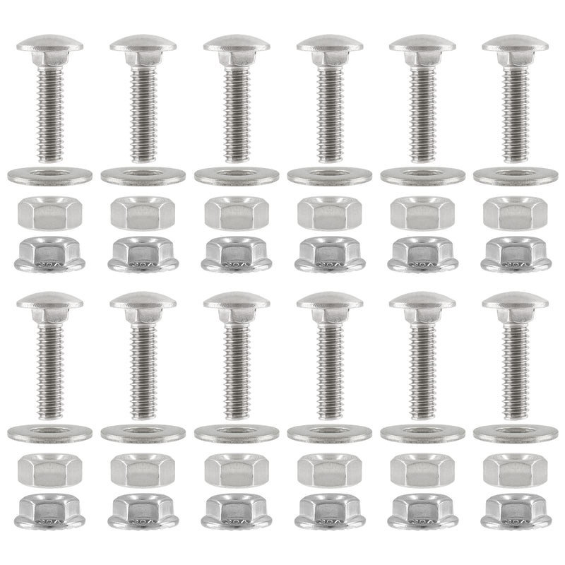 [Australia - AusPower] - 12pcs 1/4-20 x 1" Carriage Bolt Assortment Kit, 304 Stainless Steel Carriage Bolts Round Head Bolts with Flat Washers Hex Nuts Hex Flange Nuts 1/4-20 x 1" 12 