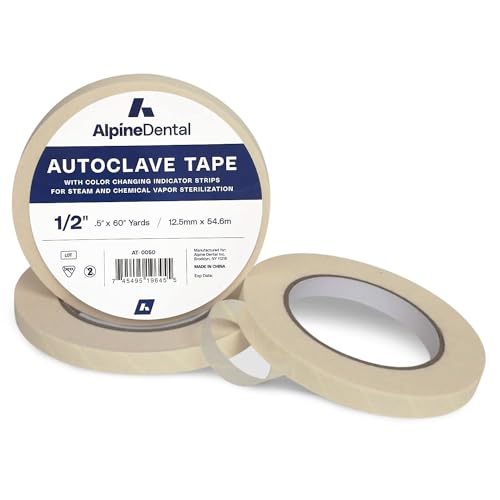 60 Yd. Roll of Autoclave Tape 1/2"  Indicates Sterilization for Dental Tools, Surgical Instruments & Tattoo Accessories  Heat Tape for Chemical, Dry Heat & Autoclave Sterilizers 1/2"