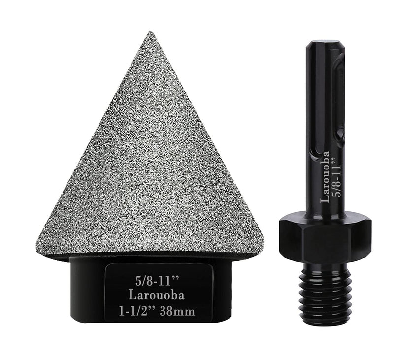 38mm 1-1/2" Dry Diamond Beveling Chamfer Bit, Countersink Drill Bit for Enlarging Trimming in Porcelain, Ceramic Tiles Hole 5/8"-11 Thread for Angle Grinders & SDS Adapter for Drills (BLACK). 38mm 1-1/2" Black