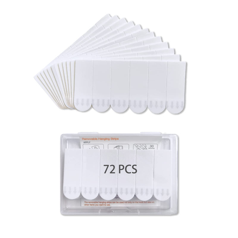 [Australia - AusPower] - 72 Small Refill Strips, Damage Free Hanging Wall Adhesive Strips for Indoor Wall Hooks, Wall Hanging Strips for Holiday Posters and Decorations,Removable Double Sided Adhesive Strips Small-72strips 