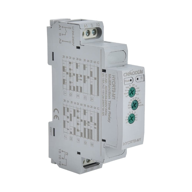[Australia - AusPower] - Multifunction Time Relay HYCRT8-M1 0.1s-10days 16A AC/DC 24-240V 10 Function Choices Time Delay Relay Din Rail Mount Type HYCRT8-M1,Multifunction 