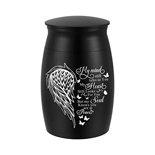 Small Urns for Human Ashes Aluminum Mini Urn for Ashes Wing Small Cremation Urn Memorial Keepsake Ash Holder-My Mind Non Custom-My mind still talks to You