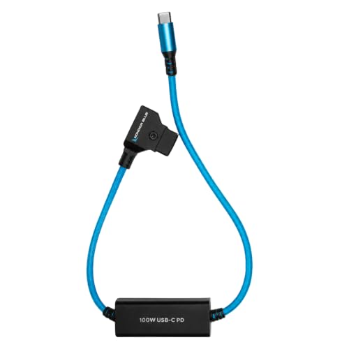 KONDOR BLUE | 16 Inch D-Tap to USB-C PD Power Delivery Cable, 2-Way | 100W Fast Charge, 5V 9V 12V PD, Smart D-Tap Reverse Polarity Protection for Mirrorless Cameras and Camera Rigs | Blue