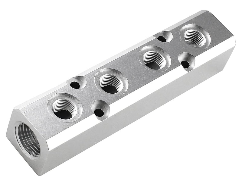 4 Way Pneumatic Manifold Air Distribution Block, Compressed Air Manifold Pneumatic Block, Air Coupler Fast Connector for Pneumatic Air Compressor