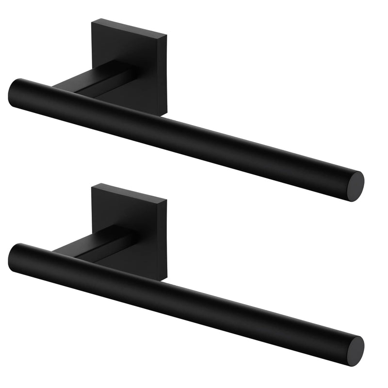 KOKOSIRI Towel Bar Matte Black Bathroom Hardware Hand Towel Rails Wall Mounted Kitchen Toilet Cabinet Paper Holder 2 Pack, Stainless Steel B3008BK-P2