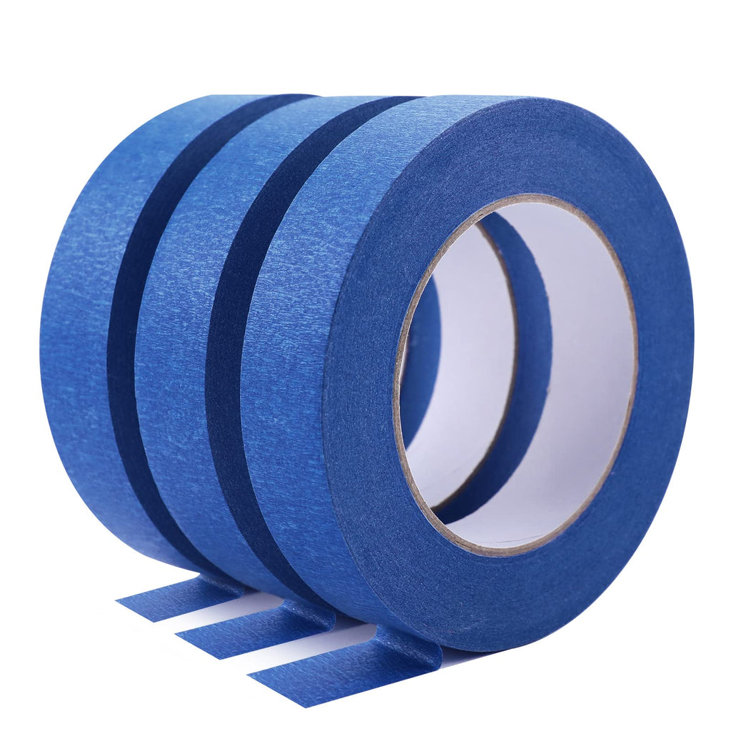 HTVRONT Blue Painters Tape - 1 Inch x 60 Yards x 3 Rolls Masking Tape, Multi-Surface Painters Tape, Paint Tape for Wall, Painting, Craft, Art Supplies, Clean Release Painter's Blue Tape Blue 1 inch x 3 packs