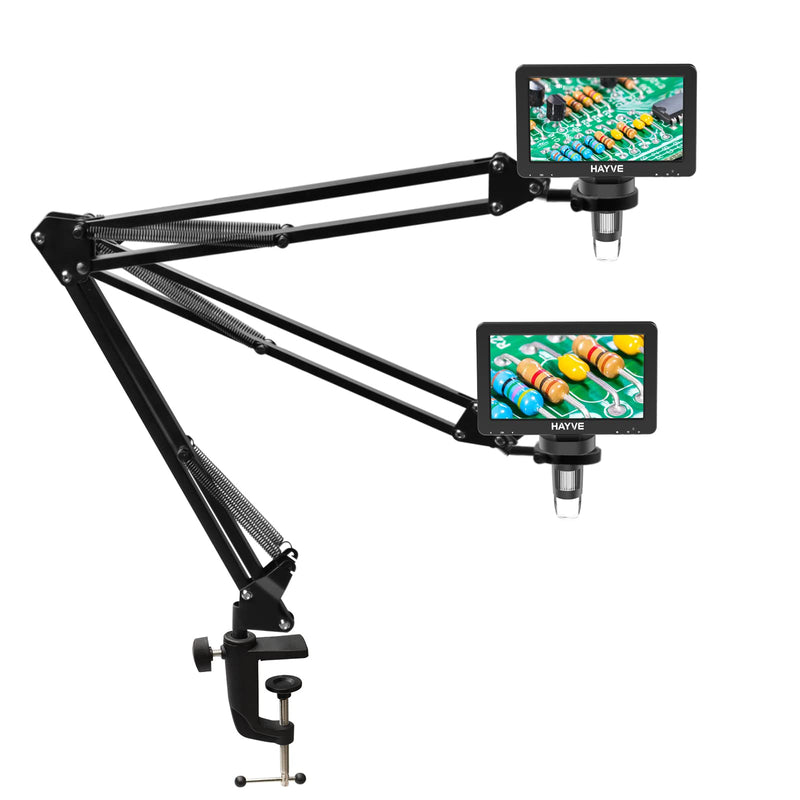 Hayve Microscope Arm Stand，Adjustable Metal Bracket with Clamp and Grommet Base，Coin Microscope Mount ，Compatible with Model DM4 DM9 MS1 MS3& Most 4.3'',7'' Digital Microscopes (1.37inch(for DM9-H)) 1.37inch(For DM9-H)