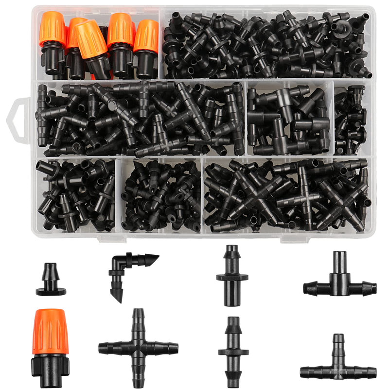 [Australia - AusPower] - 250 Pcs Drip Irrigation Fittings Kit for 1/4" Tubing?Gardrip 1/4 Inch Drip Irrigation Barbed Connectors (Nozzles, Nozzle Tees, Single Barbs, Couplings, Tees, Elbows, Plugs, Crosses) for Garden Systems Complete Kit with Box-250P 