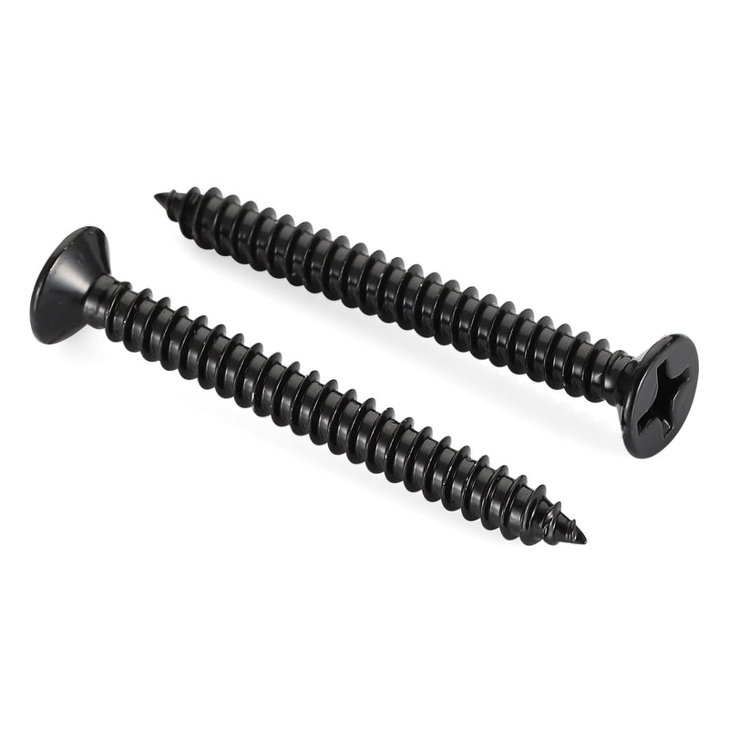 [Australia - AusPower] - 100PCS #4 x 1-1/2" Flat Head Sheet Metal Screws Phillips Drive Wood Screws, Black Oxide 304 Stainless Steel 18-8, Self Tapping 100 #4×1-1/2" (100 pcs) 