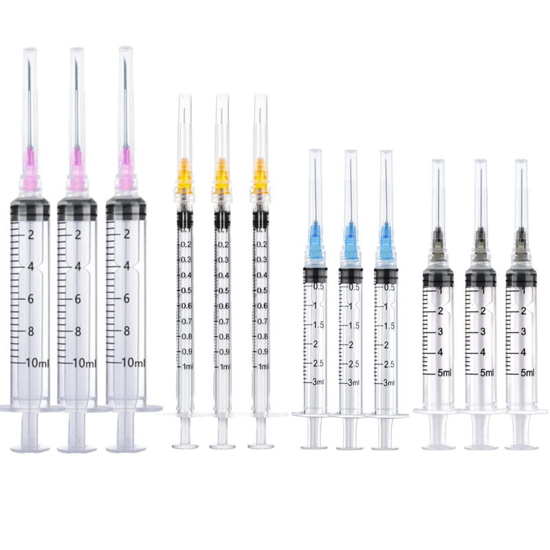 [Australia - AusPower] - 20 Pack Plastic Syringe Luer Lock with Needle - 10ml, 5ml, 3ml, 1ml Syringes and 18Ga, 22Ga, 23Ga, 25Ga Needle, Individually Sealed Package STYLE20-C 