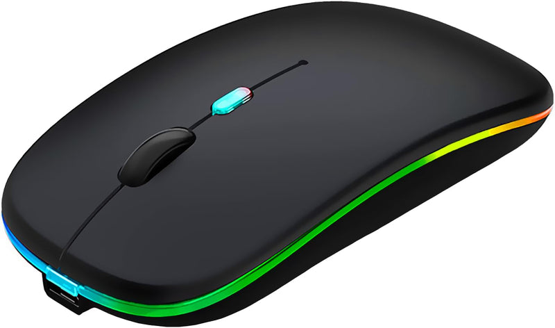 [Australia - AusPower] - Wireless Bluetooth Mouse,LED Rechargeable Silent Slim Laptop Mouse,Portable(BT5.2/3.0 and USB 2.4G) Dual Mode Computer Mice,for Apple Laptop,ipad Tablet,Desktop,Mac,Phone. (Black Mouse) Black Wireless Bluetooth Mouse 
