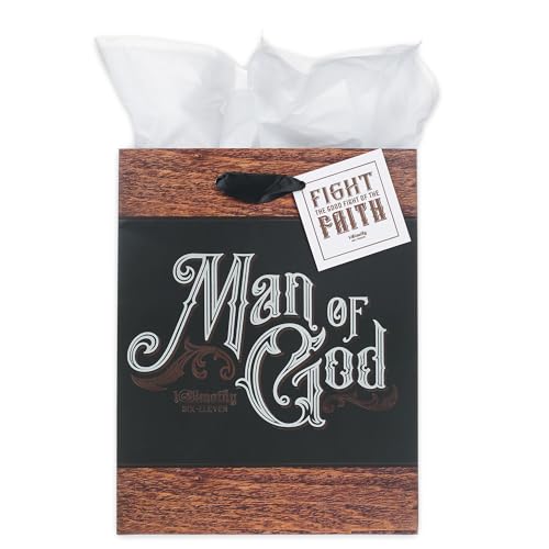 Christian Art Gifts Medium Gift Bag for Dad with Tissue Paper, Man of God Man of God/Black Medium Portrait
