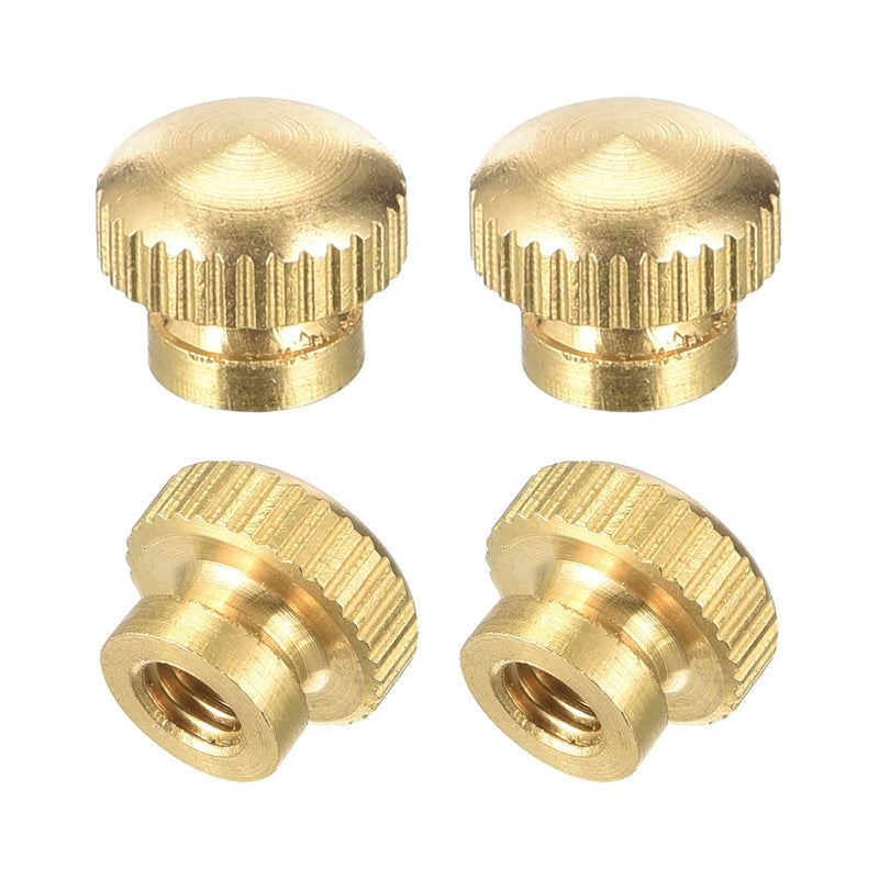 [Australia - AusPower] - uxcell Brass Knurled Thumb Nuts, M4x0.7mm Round Stepped Knobs Fasteners for 3D Printer, Electronic Equipment 4Pcs 4 