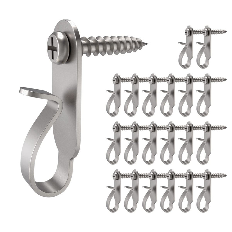 [Australia - AusPower] - Light Hanger Hooks,Screw Hooks for Hanging Christmas Light,Light Wire and Led Fairy Led Light Clips,Stainless Steel,20 Pack Wall 