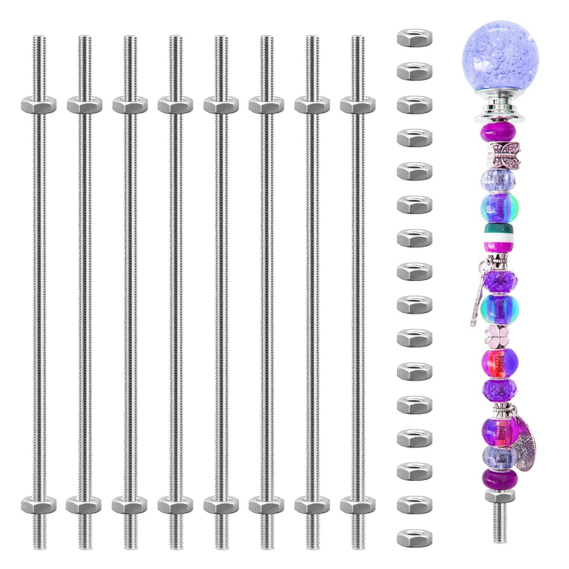 [Australia - AusPower] - 24 Pack 8/32 Inch Stainless Steel M4 Threaded Rod with Hex Nuts Include 8 Pcs M4 Threads Studs Rods and 16 Pcs M4 Fully Threaded Hex Nuts for Hangers and Beaded Garden Stake Rods (10 Inch) 24 