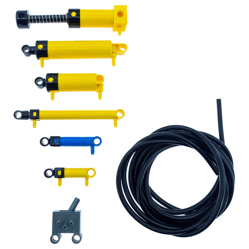 [Australia - AusPower] - 8Pcs Pneumatic-Parts, Pneumatic-pump, Pneumatic-Cylinder,Pneumatic-tube, Pneumatic-Valves, Pneumatic-Handpump, Pneumatic-Pack compatiable with LEGO Technic 