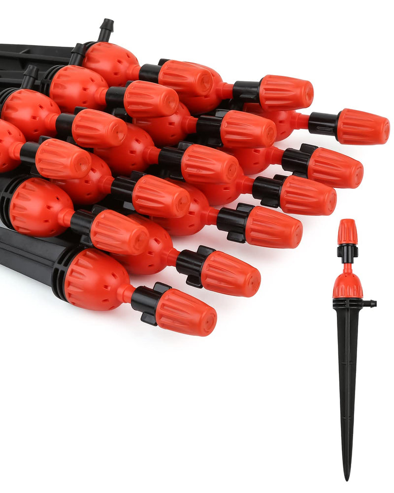 [Australia - AusPower] - 25pcs Drip Irrigation Emitters for 1/4" Irrigation Hose Accessories, Adjustable 360 Degree Water Flow Stake Drippers, Garden Irrigation Drippers for Watering System 25 Pack Adjustable 1/4'' Drip Emitters 