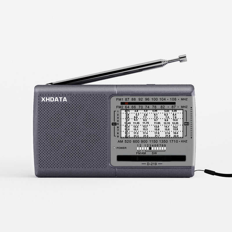 [Australia - AusPower] - XHDATA D219 Portable AM FM Shortwave Radio Battery Operated Small Great Reception Radio with Good Sound,Earphone Jack for Gift Elder,Home,Child [Gray] Gray 