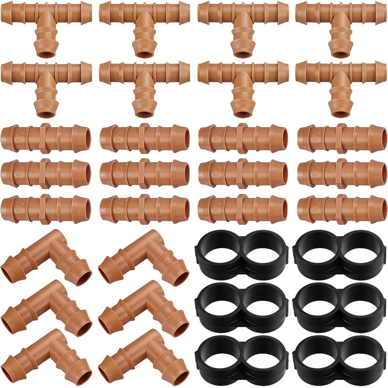 [Australia - AusPower] - Drip Irrigation Fittings Kit for 1/2" Tubing, 32 Pieces Drip Line Connectors for Drip Sprinkler Systems - 12 Couplings, 8 Tees, 6 Elbows, 6 End Caps, Drip Irrigation Parts for 1/2 Inch Drip Hose 