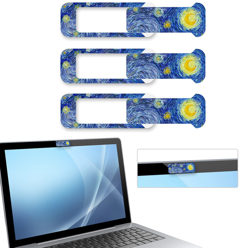 [Australia - AusPower] - Webcam Cover, 3 Pieces, Laptop Camera Cover, Privacy Shielding Capacity is Twice as Big as The Traditional, Suitable for Computer Mobile Phones, laptops, Tablets and so on (Blue Pattern) Blue pattern 