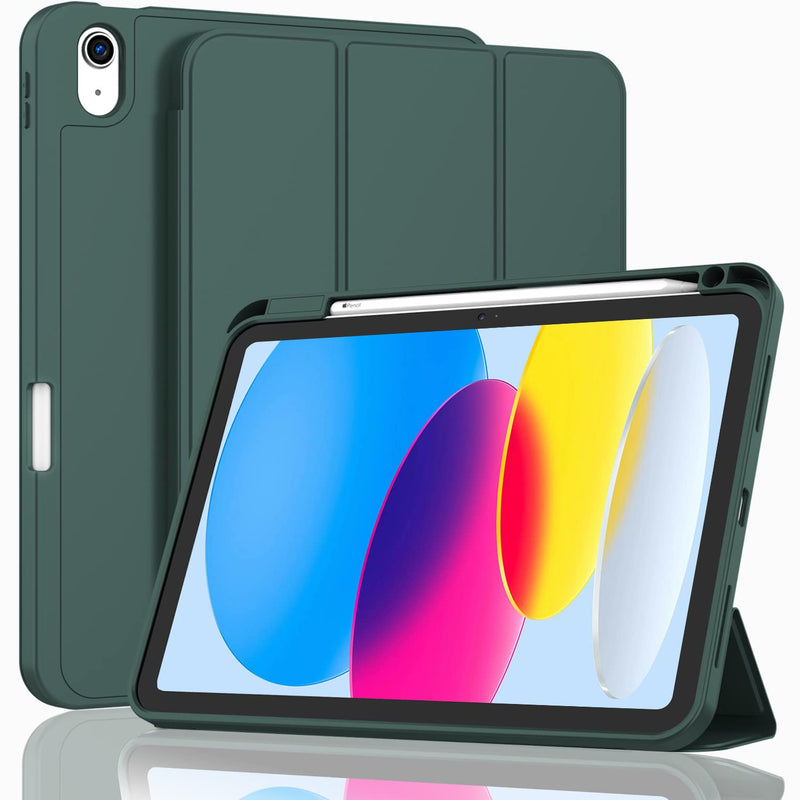 [Australia - AusPower] - ZryXal New iPad 10th Generation Case 10.9 Inch 2022 with Pencil Holder, Smart iPad Case with Soft TPU Back [Support Auto Wake/Sleep] (New Midnight Green) New Midnight Green 