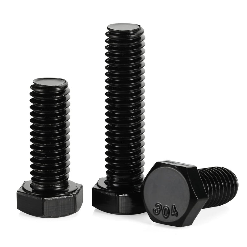 [Australia - AusPower] - 5/16-18 x 2-1/2“ Hex Head Bolts, Fully Threaded, Stainless Steel 304(18-8) Bolt, Black Oxide Finish, Quantity 10 5/16-18 x 2-1/2" 