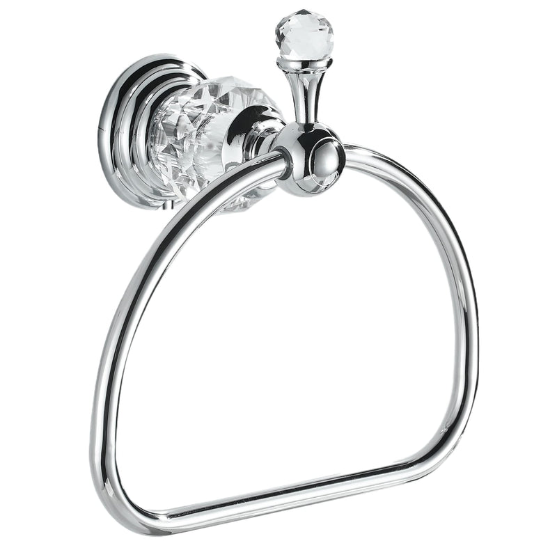WOLIBEER Towel Ring,Crystal Hand Towel Holder,Round Towel Ring for Bathroom Wall Mounted Towel Hanger Bling Bathroom Accessories Half-Round