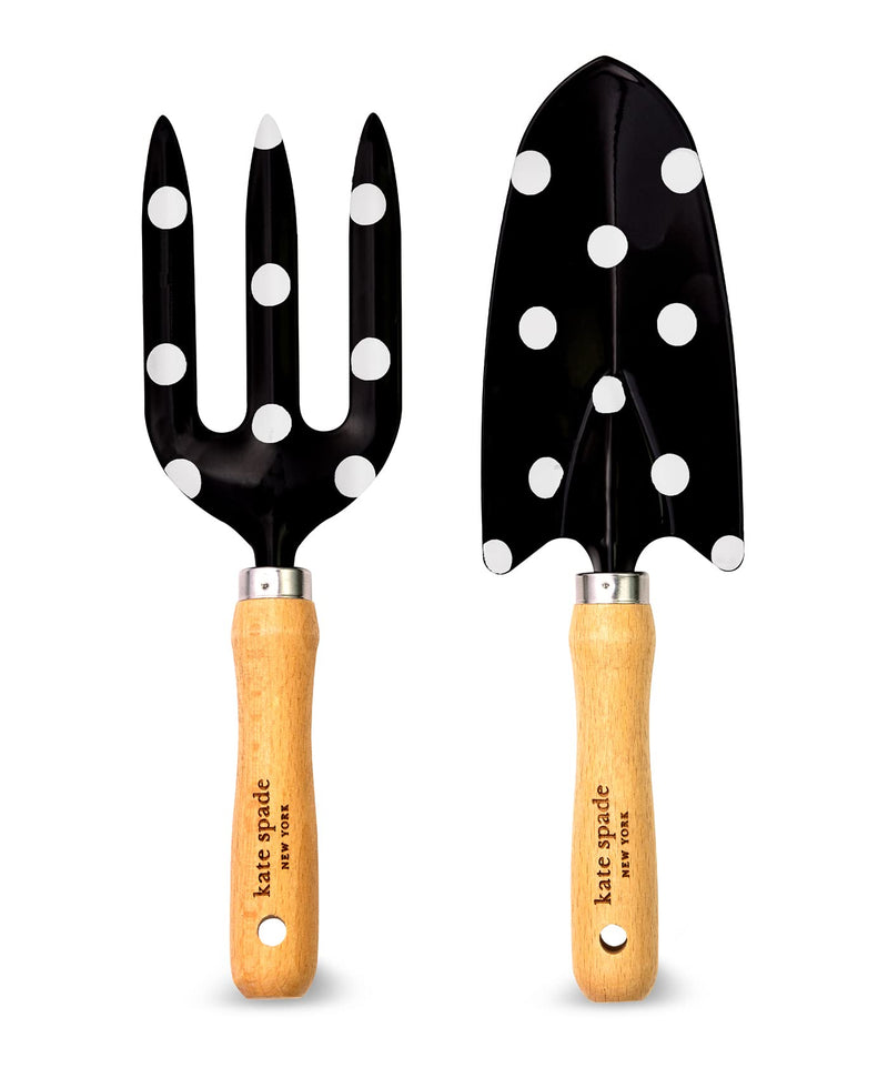 Kate Spade New York 2 Piece Gardening Hand Tools, Cute Garden Tool Set Includes Hand Rake and Trowel (Picture Dot)