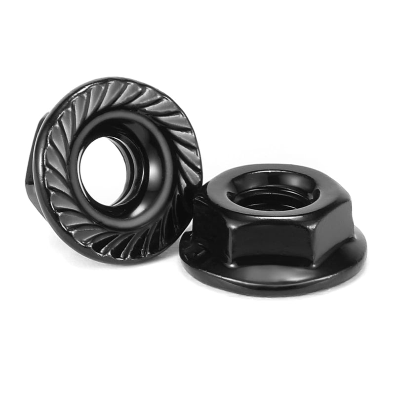 [Australia - AusPower] - 1/4-20 Serrated Flange Hex Lock Nuts 100Pcs 304 Stainless Steel 18-8, Full Thread, Hex Drive, Bright Finish, Black Oxide by SG TZH 100 1/4-20 