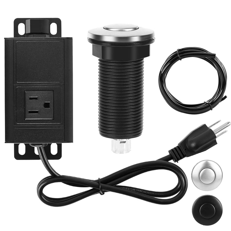 Air Switch Kit for Garbage Disposal, Sink Top Air Switch for Food Waste Disposal, 3.58” Extra Long Air Button (Brushed Stainless Steel) Brushed Stainless Steel