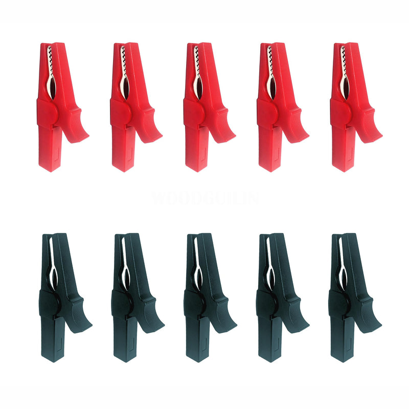 30A Fully Insulated Crocodile Clips with 4 mm Banana Socket | 5 pairs of red black clamps for automotive testing Alligator Clip