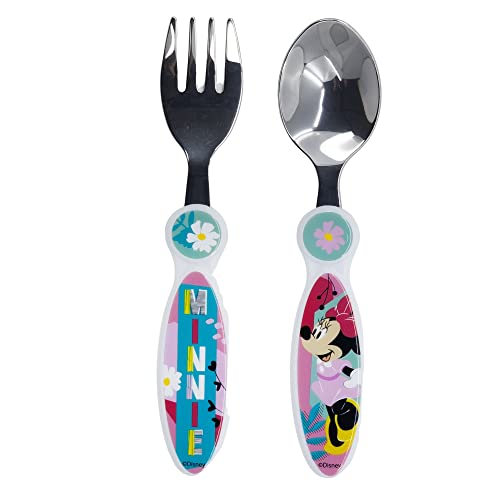 Stor Minnie Being More Minnie Stainless Steel Cutlery Set of 2 (1 Set/1 Item, 2 Pieces, Children's Tableware, BPA Free, Hand Wash)