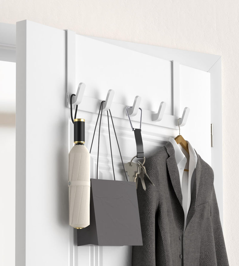 [Australia - AusPower] - Over The Door Hooks Hanger with Extended Arms for Easy Use by Women - Bathroom Accessories and Towel Rack Organization - 1 Pack, White Pack of 1 
