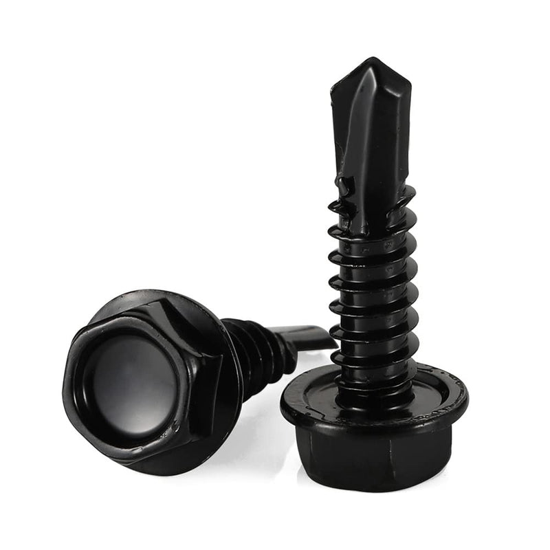 [Australia - AusPower] - #14 x 1" (3/4" to 4" Available) Hex Washer Head Self Drilling Sheet Metal Screws with Drill Point, Stainless Steel 410, Black Oxide, 50 PCS #14 x 1" 