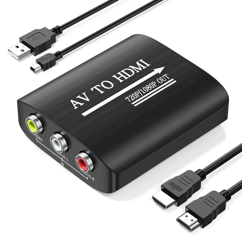 [Australia - AusPower] - AV to HDMI Converter with HDMI Cable,RCA to HDMI Converter for PS1,PS2,PS3,Xbox,N64,WII,SNES,VHS,VCR,Blue-Ray DVD Players,STB Video Converter with HDMI Cable 