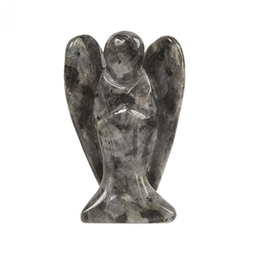 Justinstones Carved Larvikite Gemstone Peace Angel Pocket Guardian AngelHealing Statue 2 inch