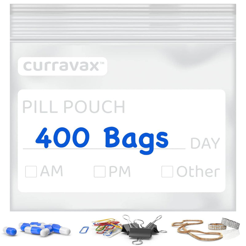 [Australia - AusPower] - Pill Bags for Travel Pack of 400 - BPA Free 3 x 2.75 inch Pill Pouch - Pill Pouches for Medicine with Write on Label –Clear Ziplock Pill Baggies for Travel Medicine Organizer 