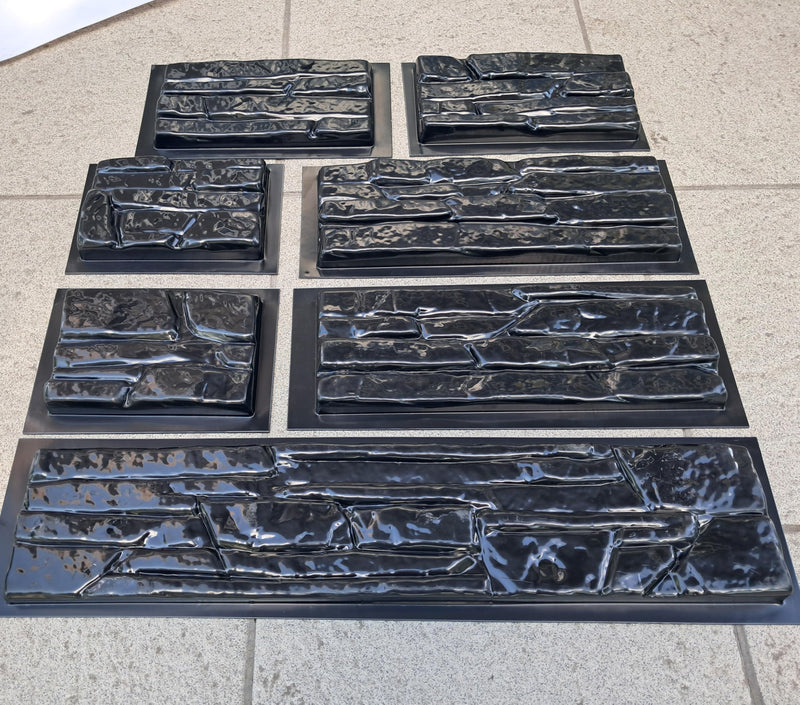 7 pcs ABS 2mm Flagstone Limestone Natural Stone Mold Plastic Cement Molds Cement Wall Mould Concrete Tile Brick DIY Forms - De Pared Moldes para Cemento Rock Molds for Concrete Prensa 7 pcs Brick Molds
