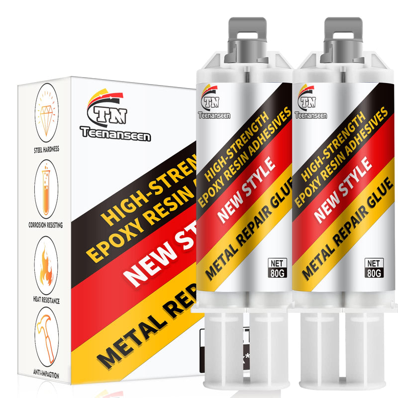 [Australia - AusPower] - Metal Repair Glue, 2 Pack Professional Grade Metal to Metal Glue Heavy Duty for Metal, Plastics and Ceramics, High-Temperature Heat Resistant Epoxy Glue for Welding Steel, Aluminum, and DIY Craft 
