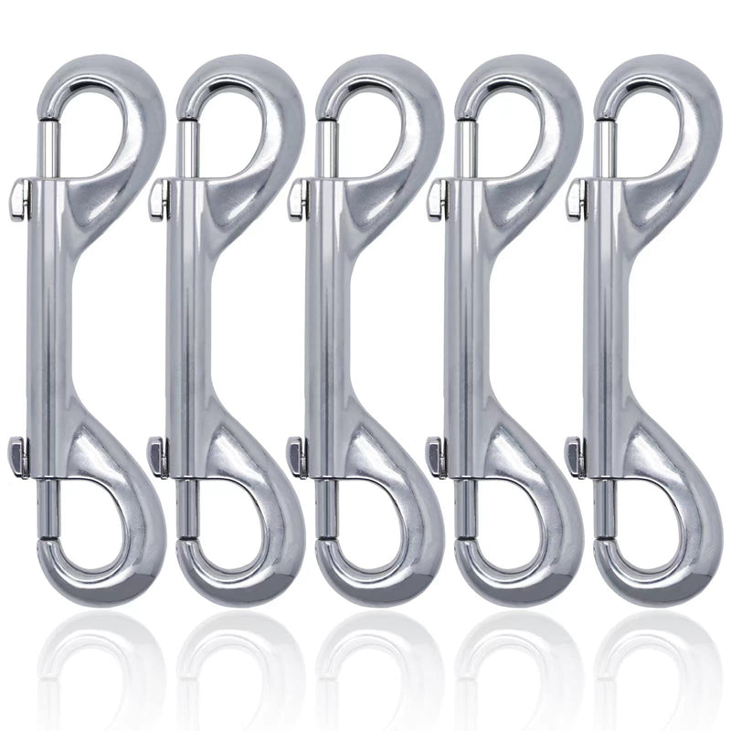 [Australia - AusPower] - Double Ended Bolt Snaps Hook Trigger Clips Chain Metal Clips Sliver 4.7 Inch 5pcs 