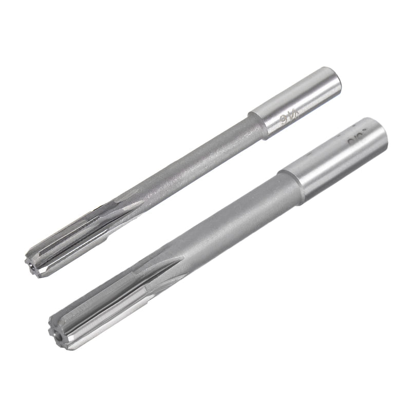 [Australia - AusPower] - uxcell 3/8" and 5/16" Chucking Reamer Set, High Speed Steel HSS Lathe Machine Reamer 6 Straight Flutes, Round Shank Milling Cutting Tool, for Metal Non-Ferrous Metal Copper 