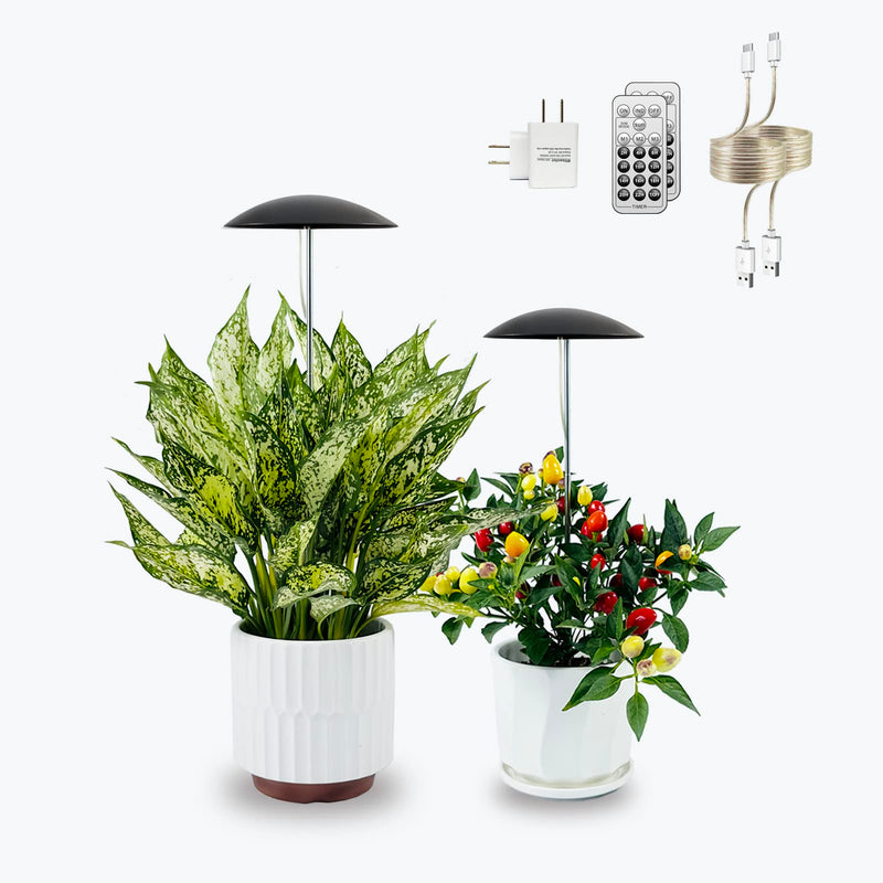 [Australia - AusPower] - LED Grow Lights for Indoor Plants 2 Pack, Smart USB Small Full Spectrum Plant Lights with Remote, Height Adjustable, Auto On/Off Timer, Ideal for Home Decoration, Black 
