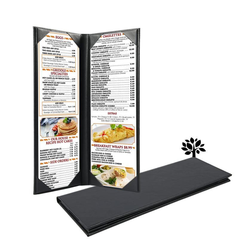 [Australia - AusPower] - 4.25 x 14 inches Menu Holder Menu Covers 2 View Leather Book Style Double Fold Panel for Restaurant Coffee Bars Hotels (4.25" x 14" / two views /1pcs) 4.25" x 14 " /1pcs 
