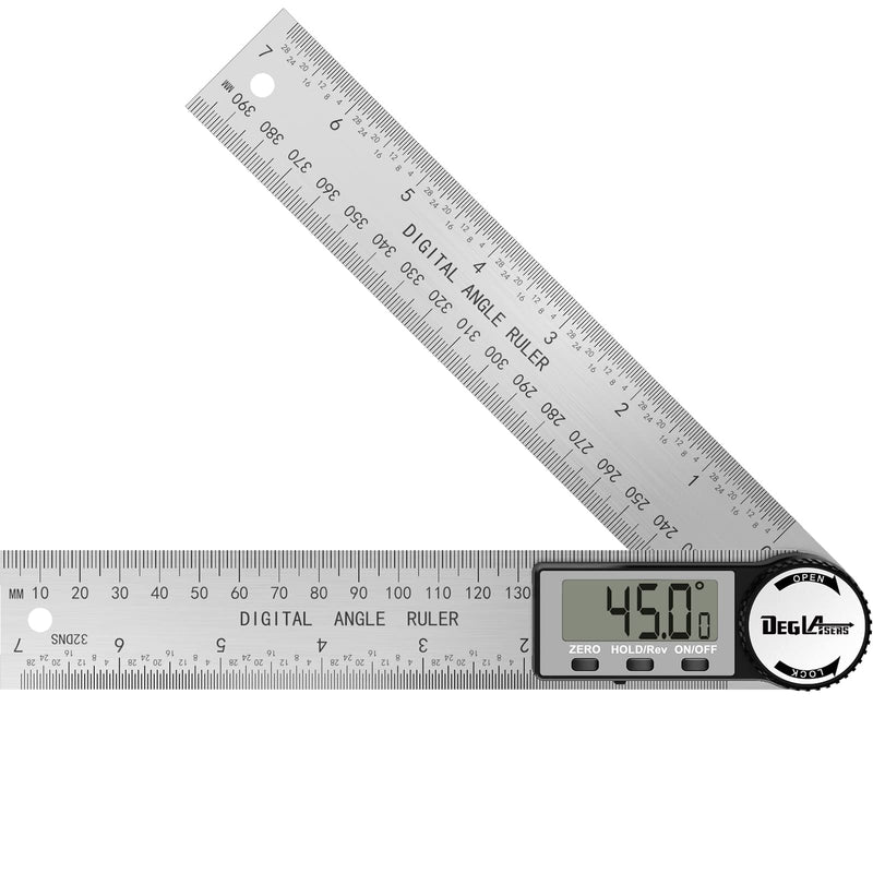 [Australia - AusPower] - Digital Angle Finder Protractor, DEGLASERS Digital Protractor 7inch/200mm Stainless Steel Angle Measuring Tool with LCD Display for Carpenter/Woodworking (Battery Included) 
