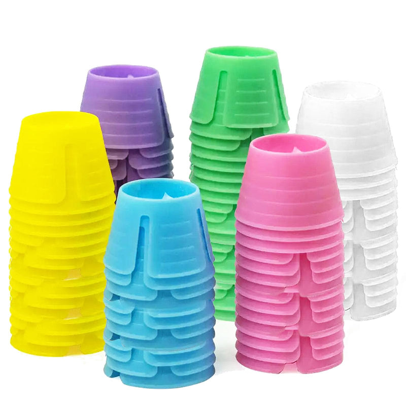 [Australia - AusPower] - 100Pcs Plastic Disposable Dental dappen Dish with Bendable Hinge Wide Base Makes Dish Stand Firmly, Neil dappen Dish, Eyelash dappen Dish Assorted Colors 100 