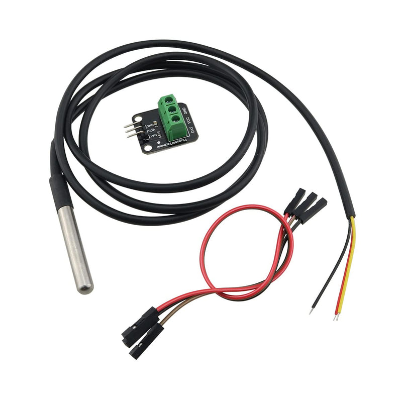 [Australia - AusPower] - ZCZQC DS18B20 Temperature Sensor Module Kit Stainless Steel Probe Terminal Adapter 100CM Digital Sensor Cable for Raspberry Pi 
