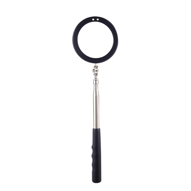 [Australia - AusPower] - Rechabite Telescoping Inspection Mirror LED Light with Large 3.75 Inches Round Mirror, 39.4 Inches Extendable, Flexible 360 Swivel, for Inspection Viewing, Mechanic Checking, Observation 3.75" Round 