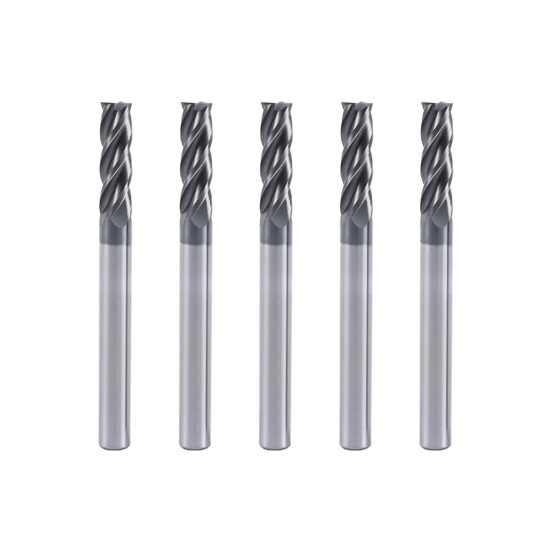 [Australia - AusPower] - ISB 1/8'' Carbide Square End Mill Set, 4 Flute Micro Grain Carbide Mill Bits for Alloy Steels/Hardened Steels/Aluminum/Copper, 5 Pcs 1/8 in 