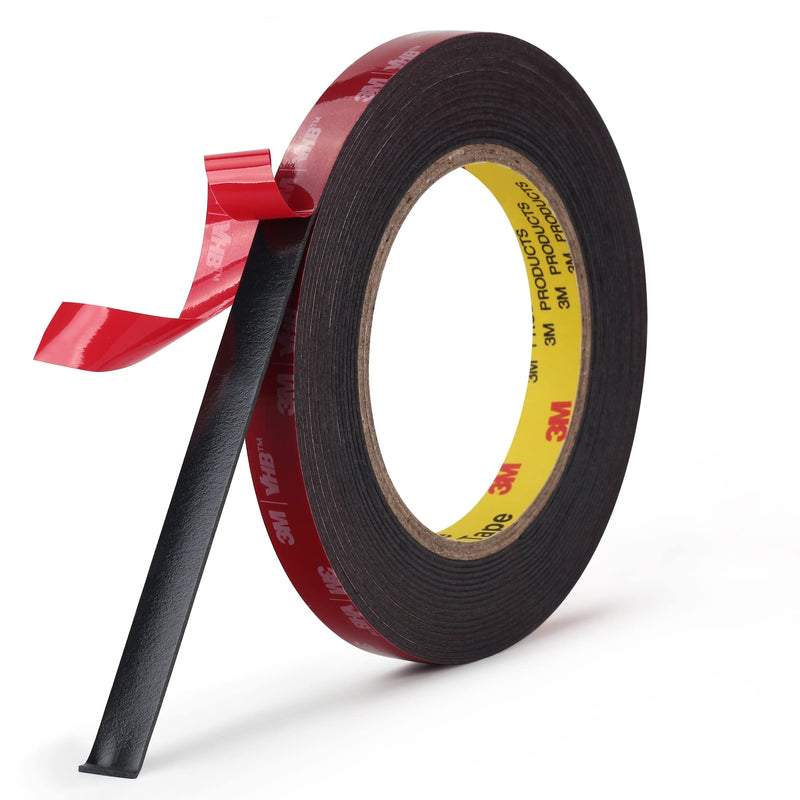 [Australia - AusPower] - 3M Double Sided Mounting Tape 5925 VHB Black Foam Tape High Bond Waterproof Heavy Duty Strong Adhesive Tape Thick 0.025 in Fastener Replace Décor Frame Logos 0.5" × 15ft 1 