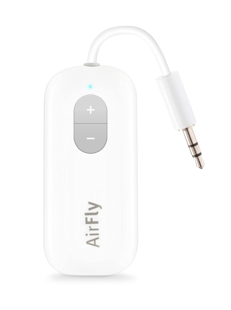 [Australia - AusPower] - Twelve South AirFly SE Bluetooth Wireless Audio Transmitter Receiver for AirPods or Wireless Headphones - Use with Any 3.5 mm Audio Jack for Airplanes, Gym Equipment, TVs, iPad/Tablets and Auto White 